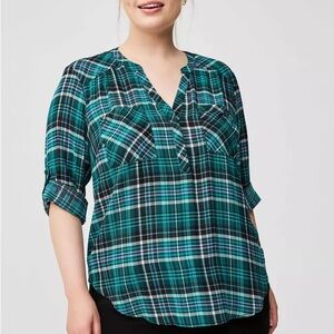 Torrid Green Plaid Blouse (Harper)